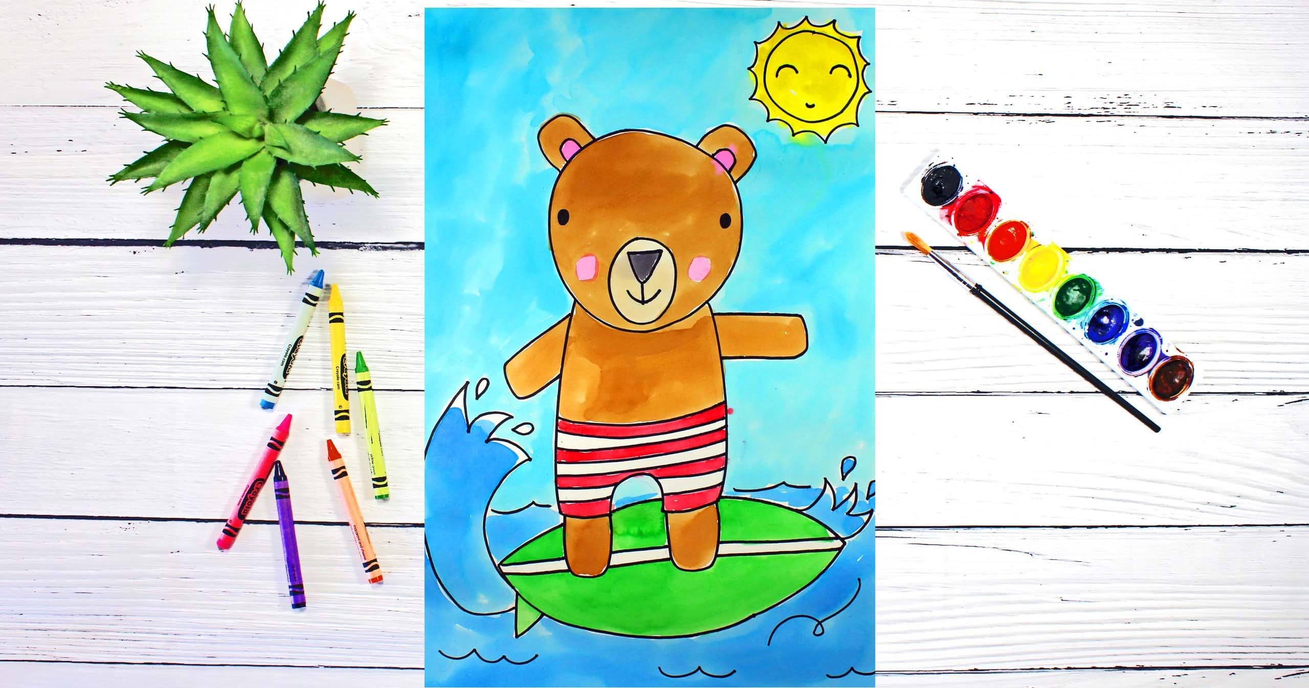 Art Class - Draw & Paint Surfing Bear