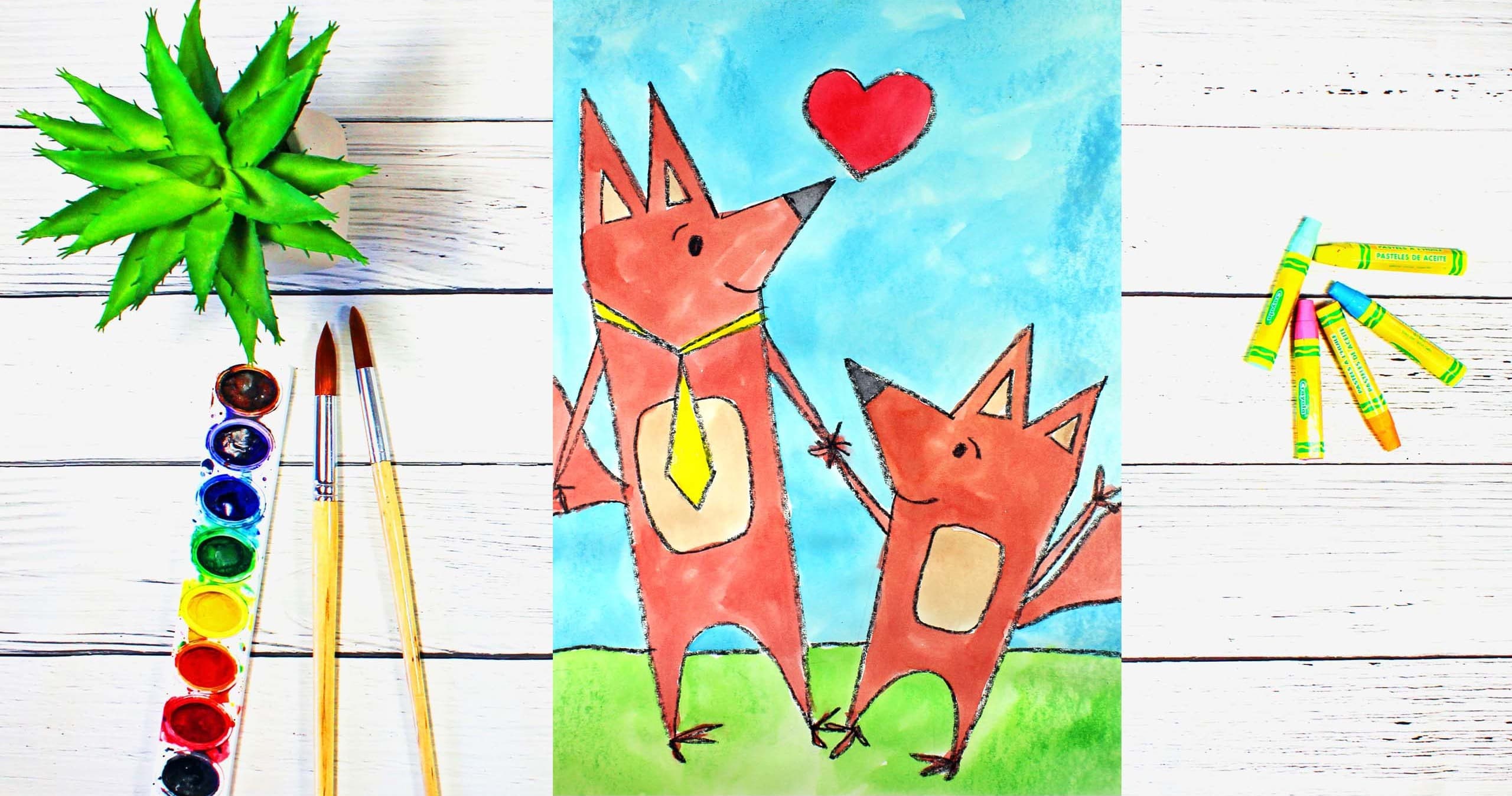 Art Class - Draw & Paint Two Foxes