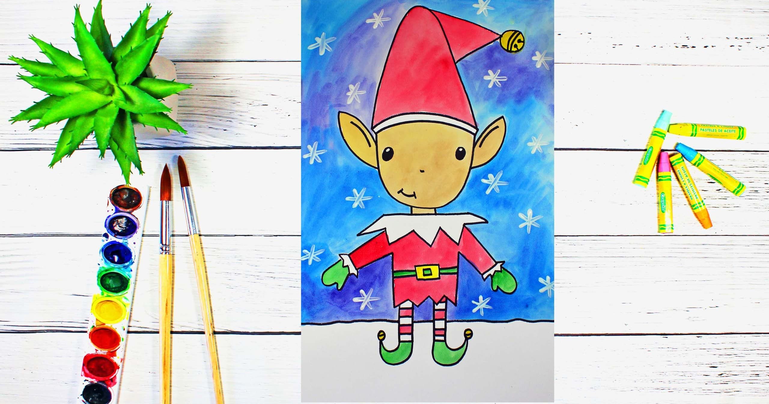 Art Class - Festive Elf Watercolor Art