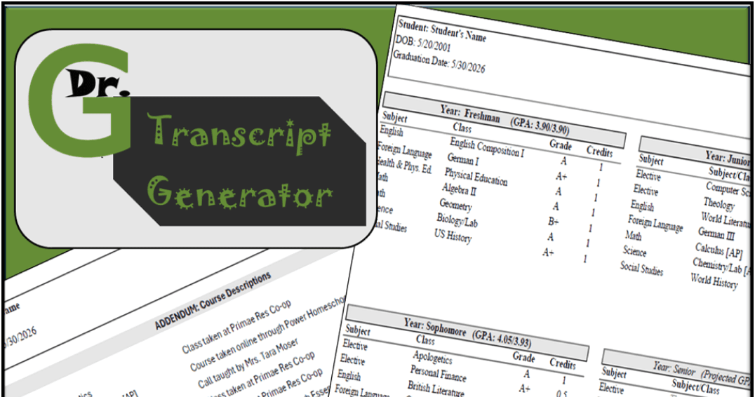 Life Skills Class - HS Transcript Maker