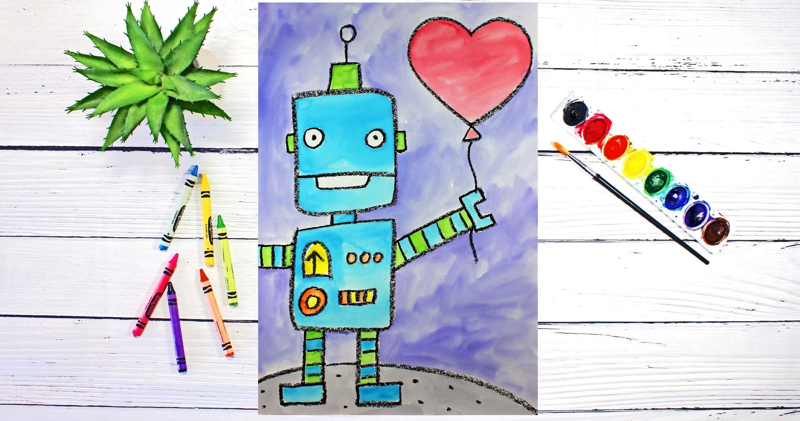 Art Class - Draw & Watercolor Robot Art