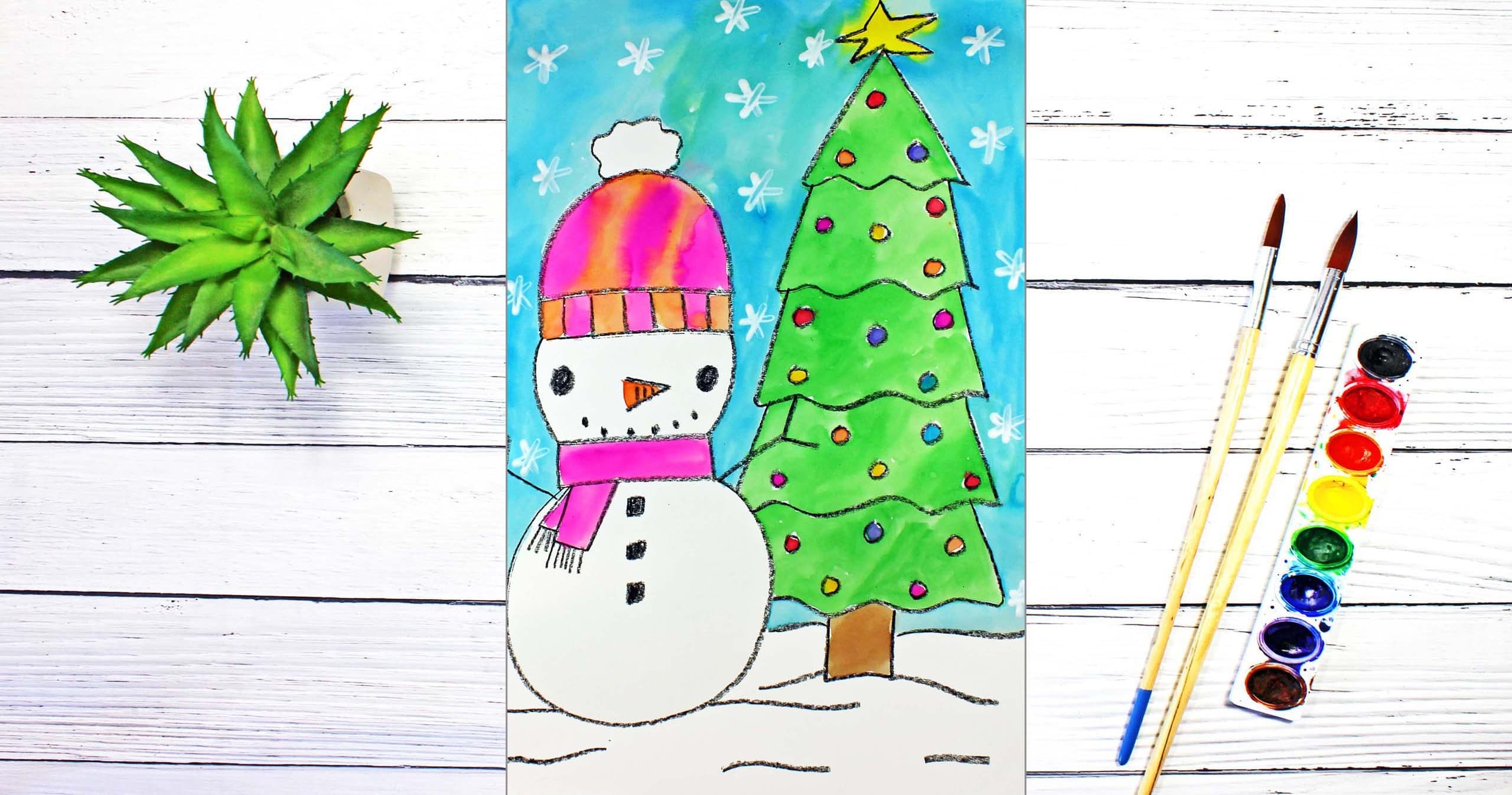 Art Class - Draw & Watercolor Snowman
