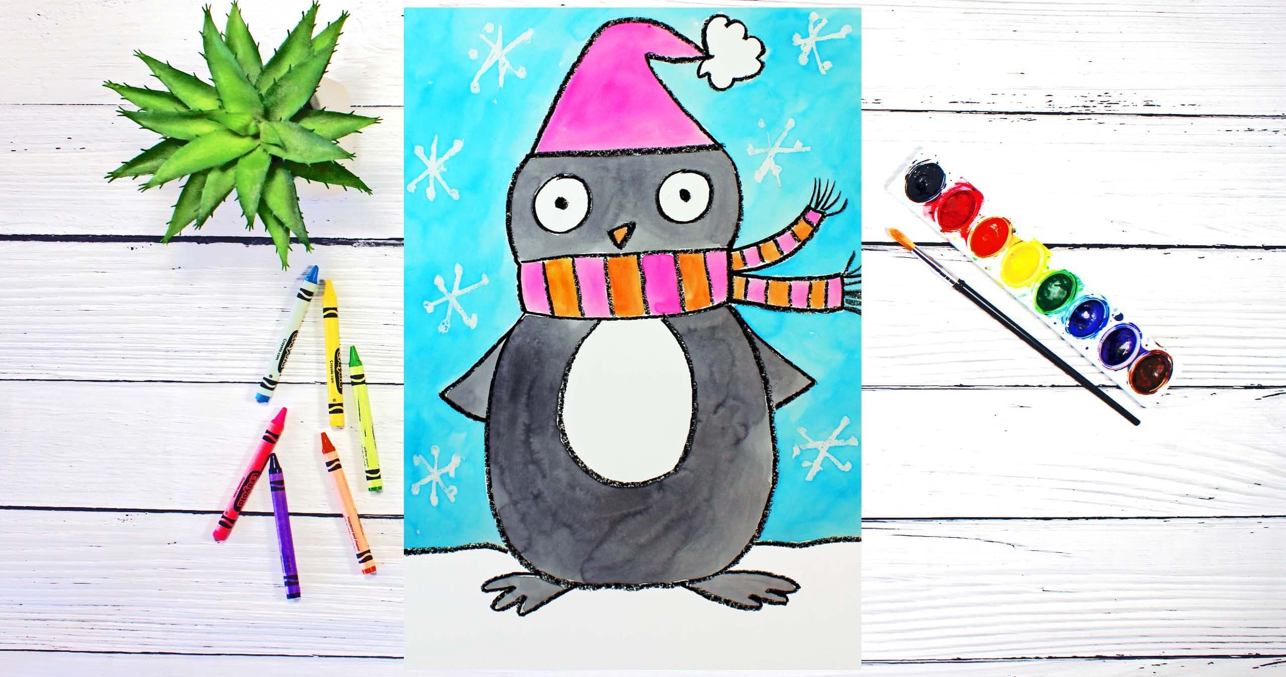 Art Class - Watercolor Penguin Painting