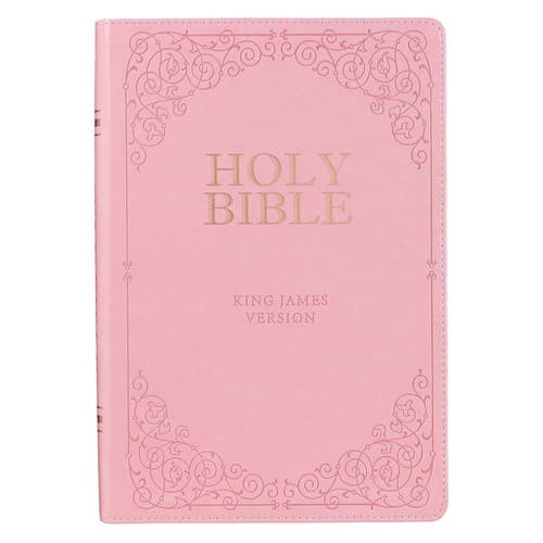 PINK FAUX LEATHER GIANT PRINT FULL-SIZE KING