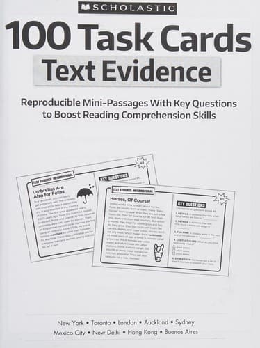 100 Task Cards: Text Evidence: Reproducible