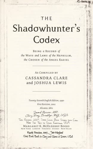 Shadowhunter'S Codex (Cassandra Clare, Hardcover,