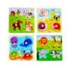Flat Puzzle with Big Wooden Knob Animal Set of