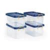 Medium Clear Bins with Blue Lids Set of 4