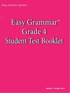 Easy Grammar: Grade 4 Student Test Booklet