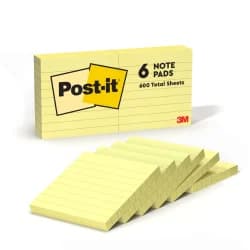 NOTE LINED 3X3 6 PK YELLOW