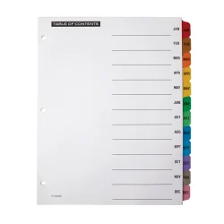 DIVIDERS TOC JAN-DEC MULTICLR