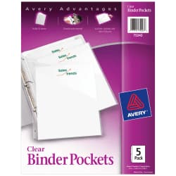 BINDER POCKET POLY CLEAR 5PK