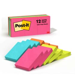 NOTE POST-IT 1.5X2" 12PK NEON