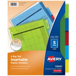 DIVIDER INSERTABLE 5TAB PLAS