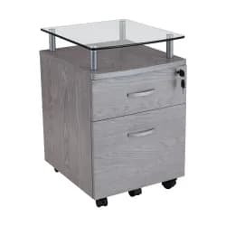 File Cabinet Glass Top Grey