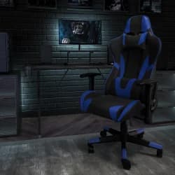 CHAIR OFFICE LEATHER BLUE