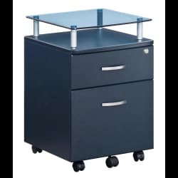 File Cabinet Glass Top Black