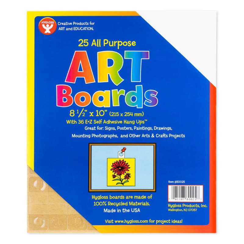Art Boards - White 8.5"x10" with 36 Hang-Ups (25