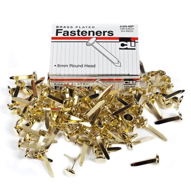 Fasteners - Round Head - Brass Plated 3/4" (100