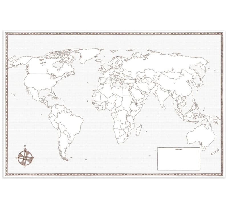 World Map - Large Foldable Blank (24" x 36")