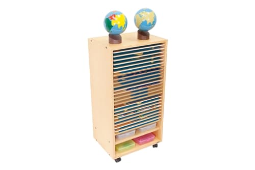 Pin Map Cabinet (Rubber Wood) (Maps Not Include)
