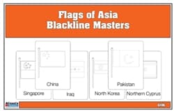 Flags of Asia Blackline 3-Part Cards