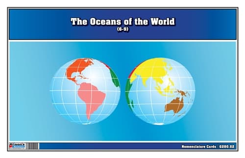 Oceans of the World – Montessori Cards (6–9)