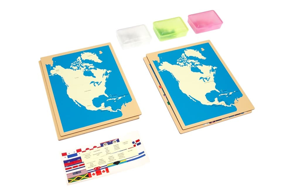 4 North America Maps w/o Cabinet – Flags/Pins
