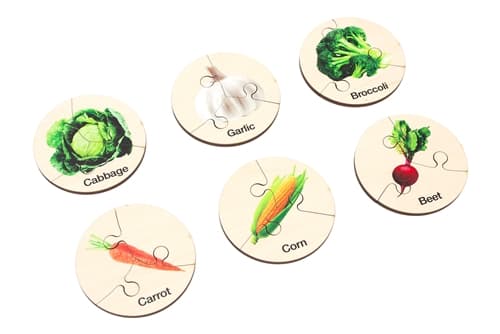 Six Vegetable-Themed Three-Part Puzzles