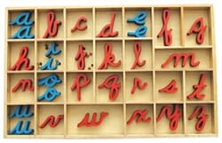 Small Movable Alphabet: Cursive Red & Blue vowels