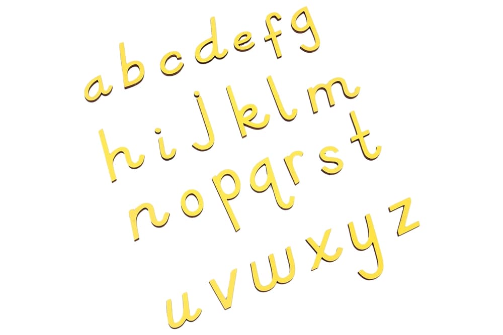 Small Movable Alphabet: D'Nealian - Yellow