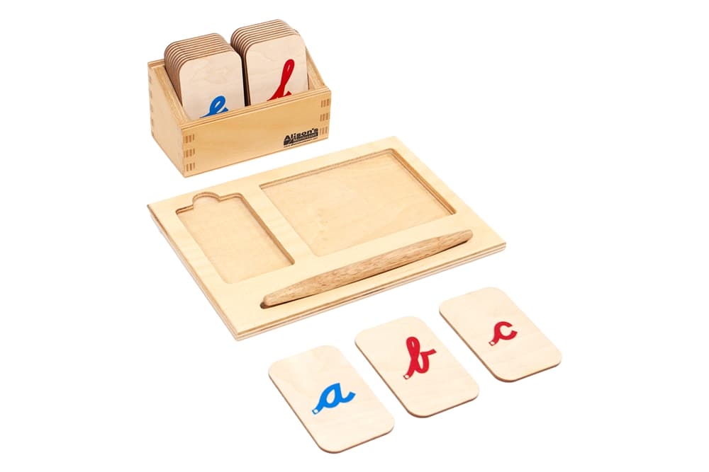 Wooden Raised Alphabet Tiles (Cursive Font) - Set