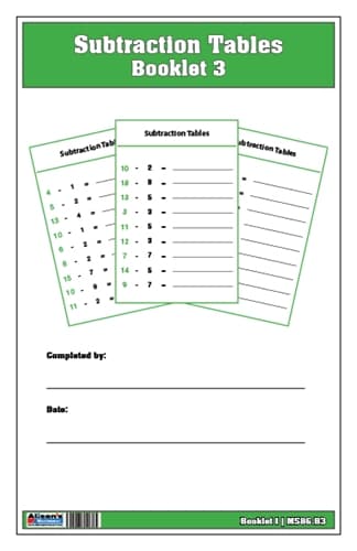 Subtraction Tables Booklet: 3