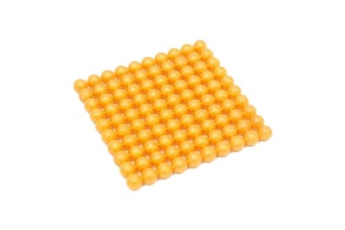 Golden Bead Square of 100, Connected Beads