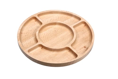 Round 4 Compartment Sorting Tray Beech Wood