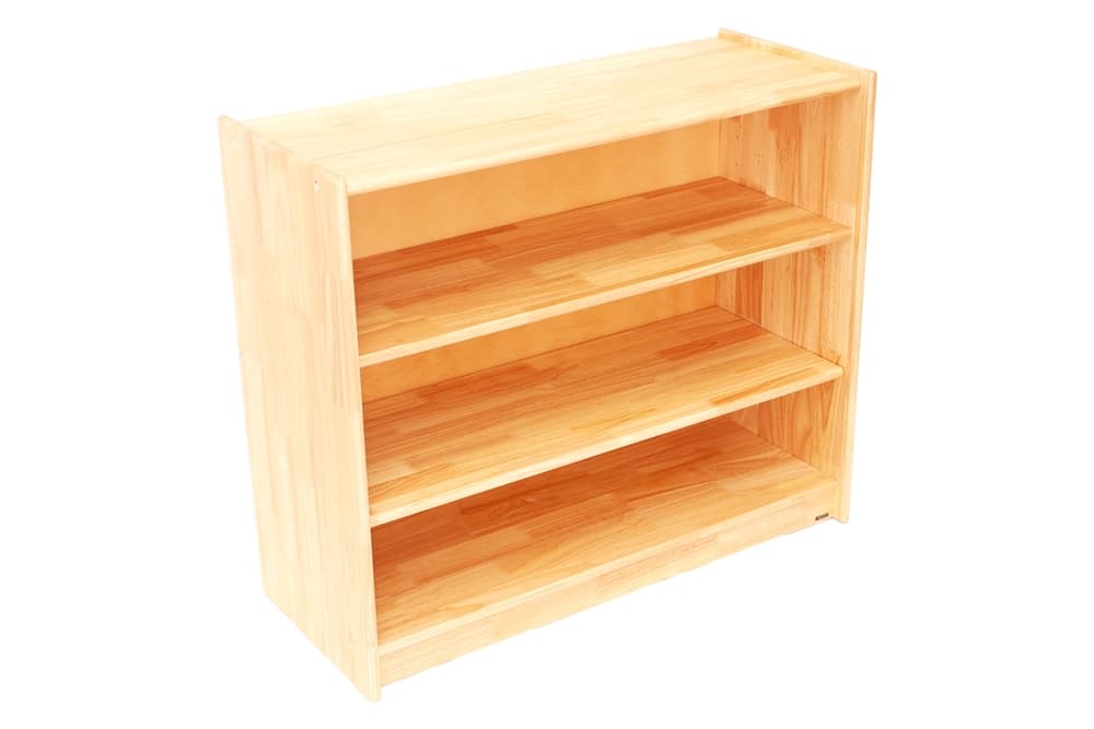 Rubberwood 4-Tier Shelf ? 2 Adj., w/ Back