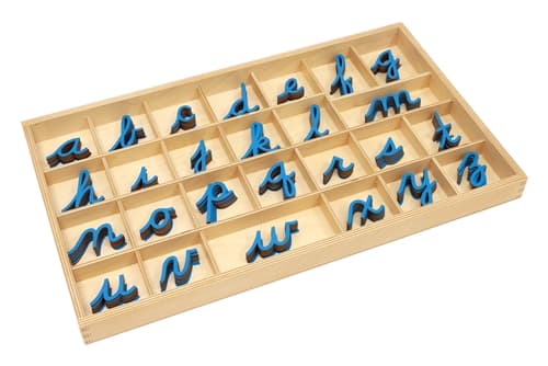 Small Movable Alphabets: Blue - Cursive (PQ)