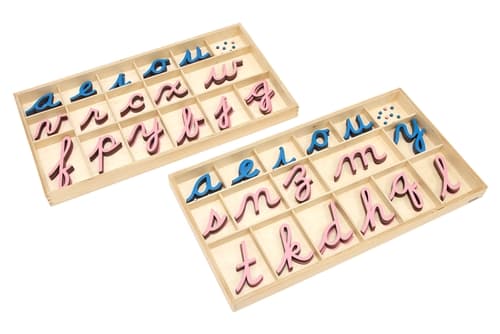 Large Movable Alphabet: Cursive - Pink and Blue PQ