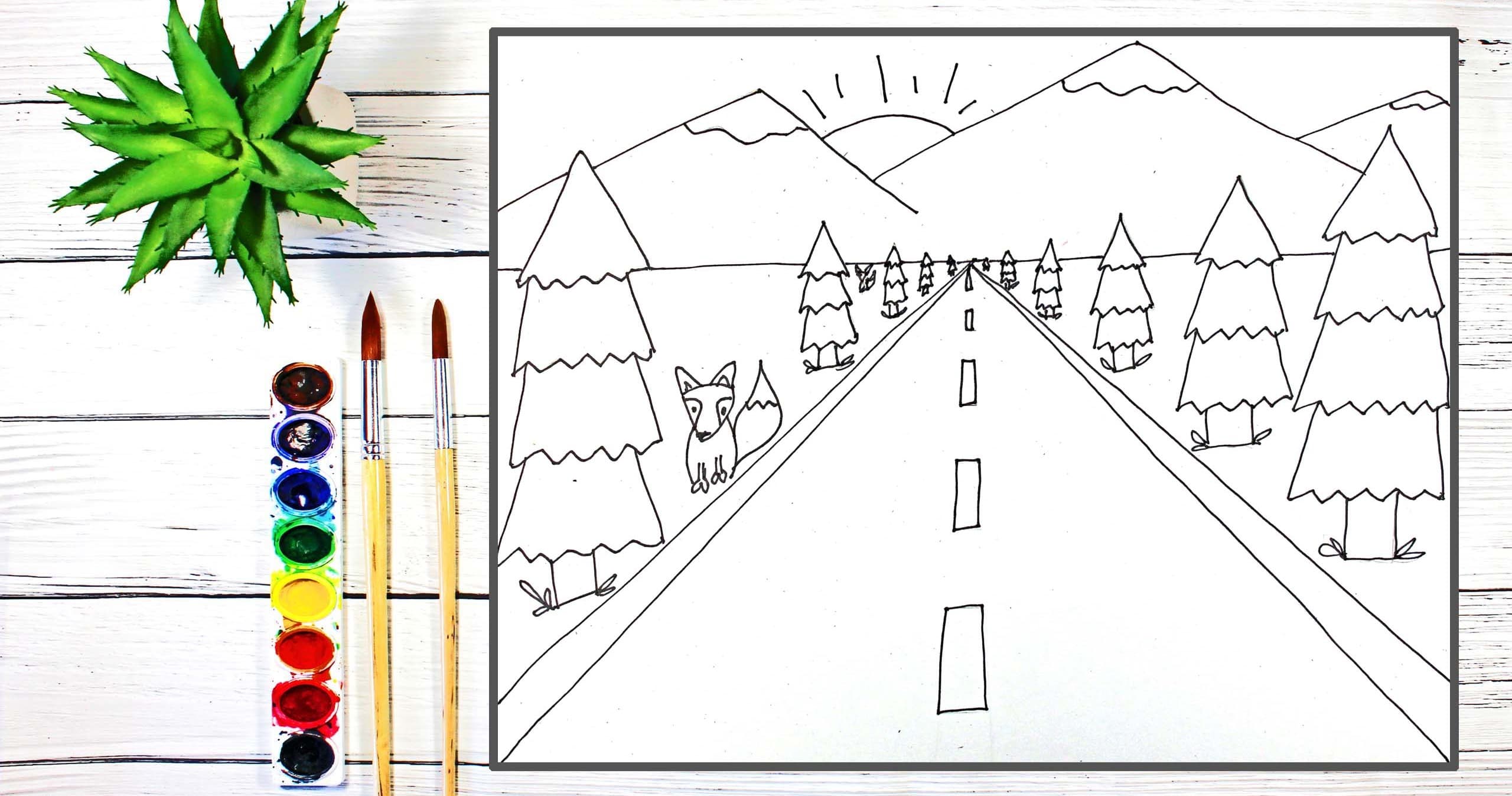 Art Class - One-Point Perspective Mtns