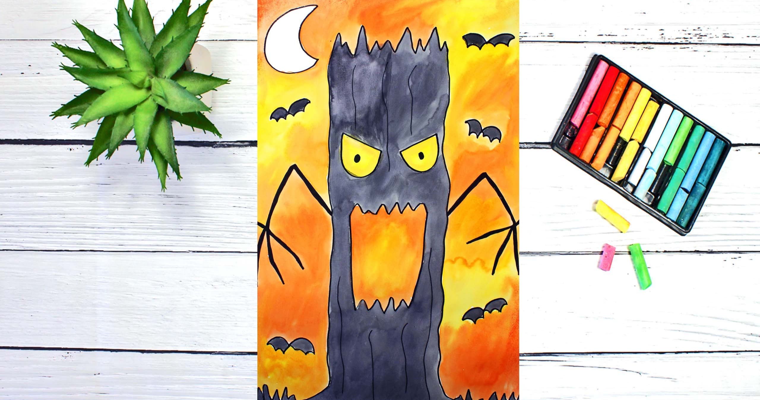 Art Class - Spooky Halloween Tree Art