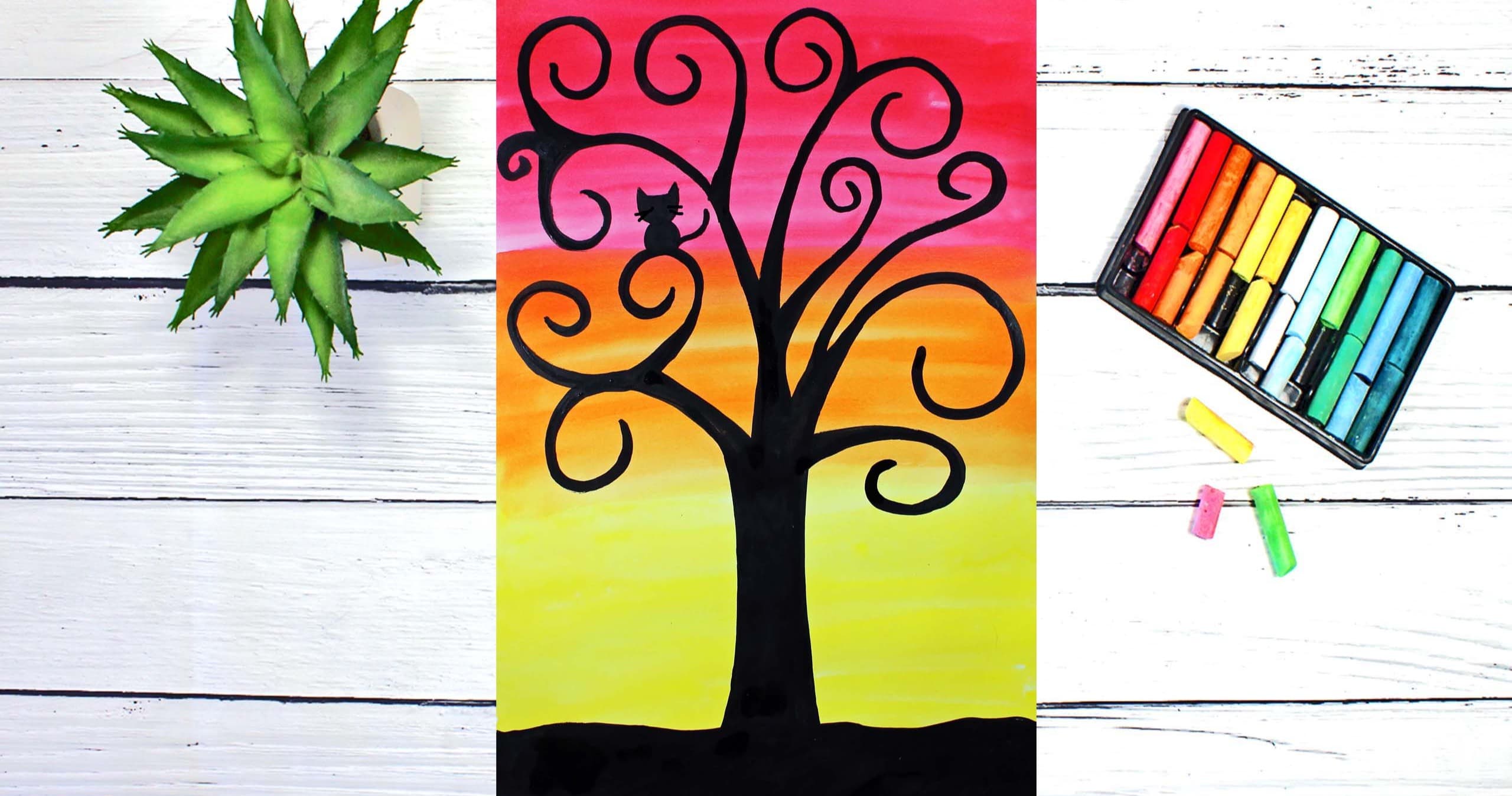 Art Class - Beginner's Swirly Tree Art