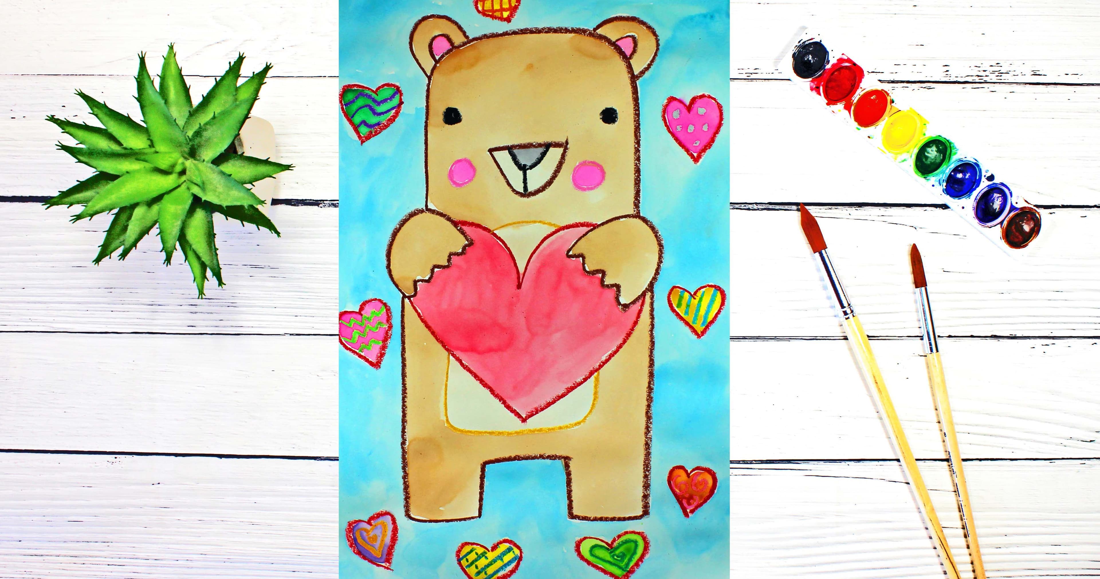 Art Class - Beginner's Bear & Hearts Art