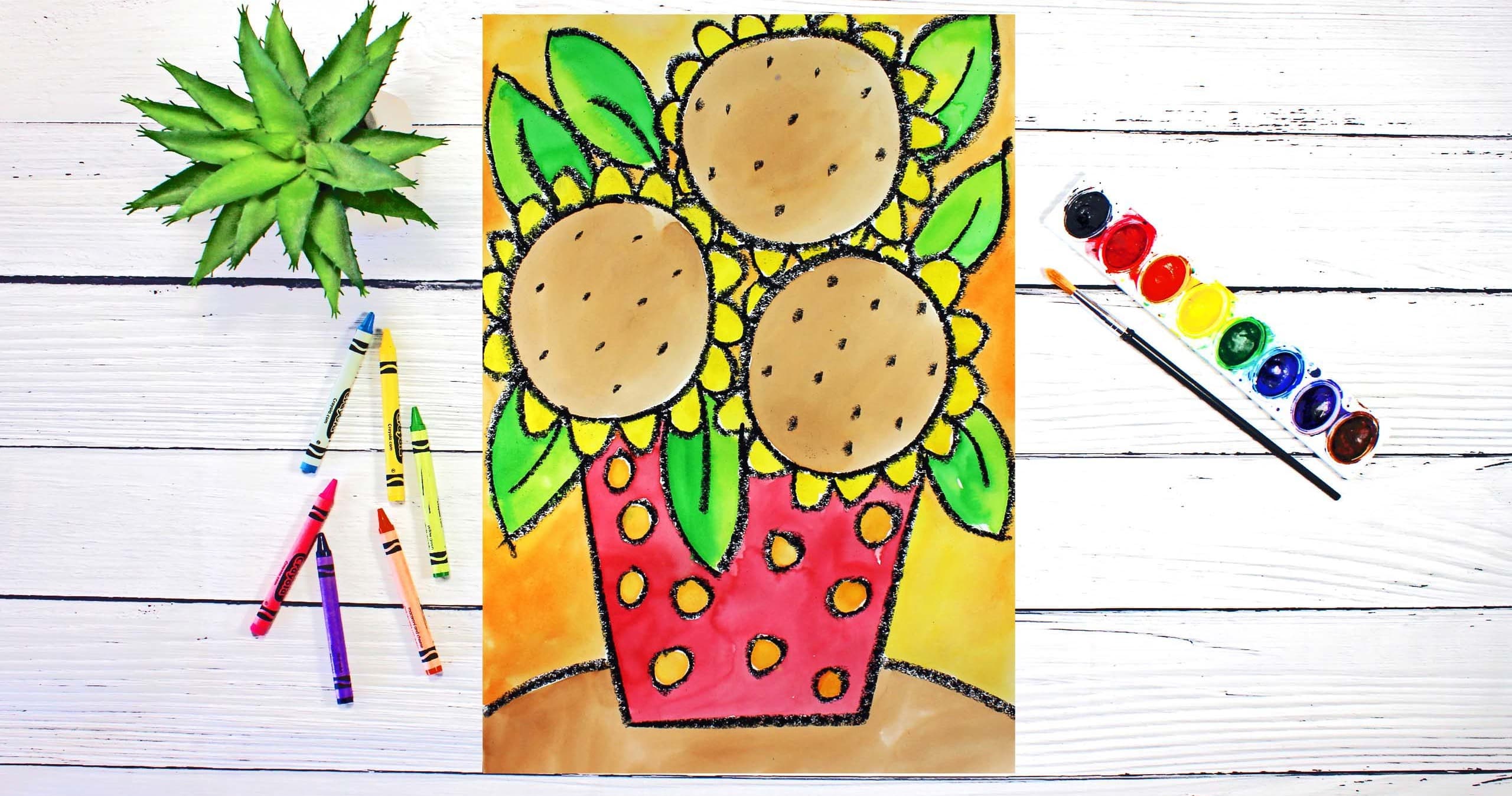 Art Class - Watercolor Sunflower Art