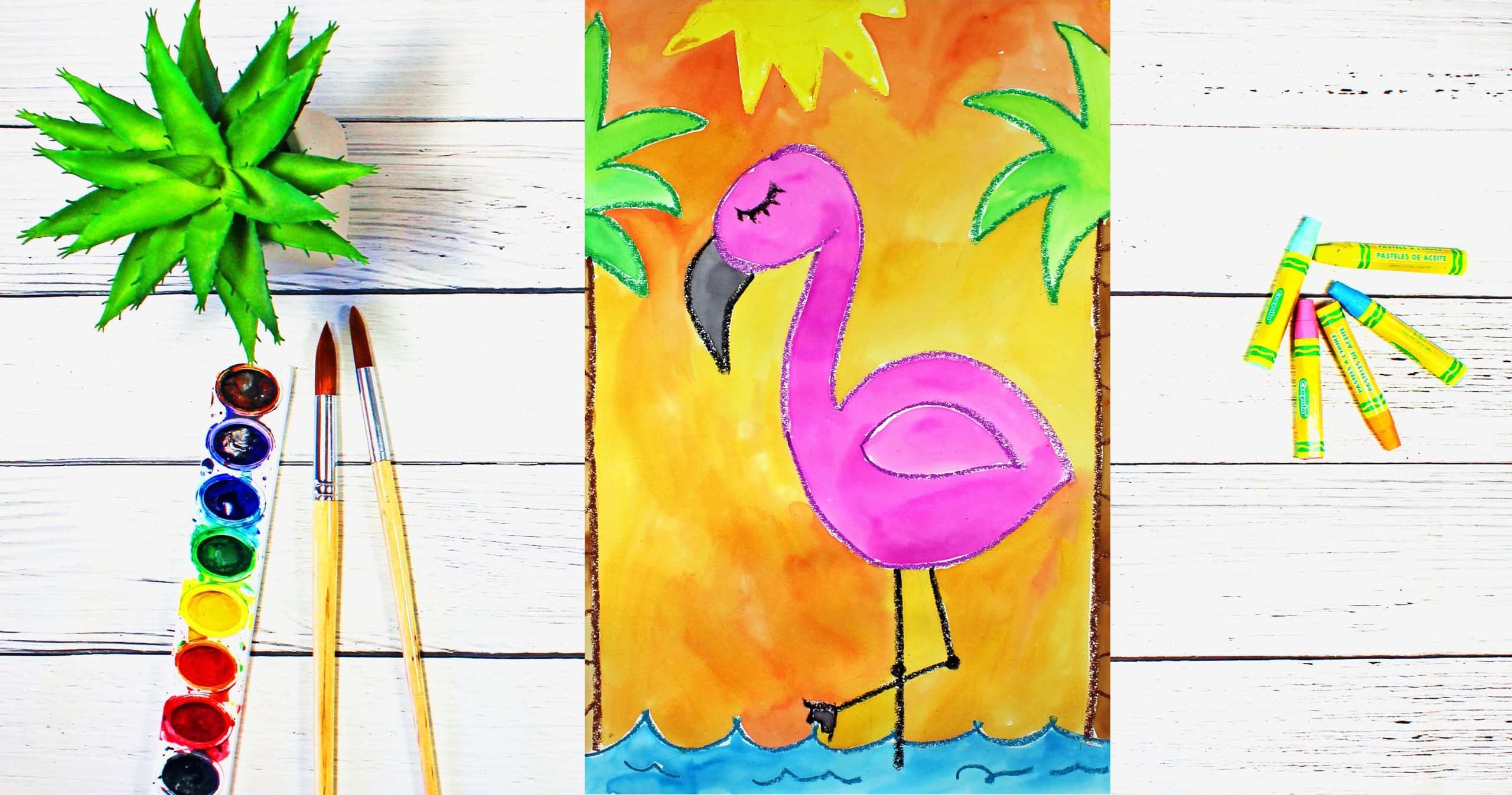 Art Class - Sunset Flamingo Painting