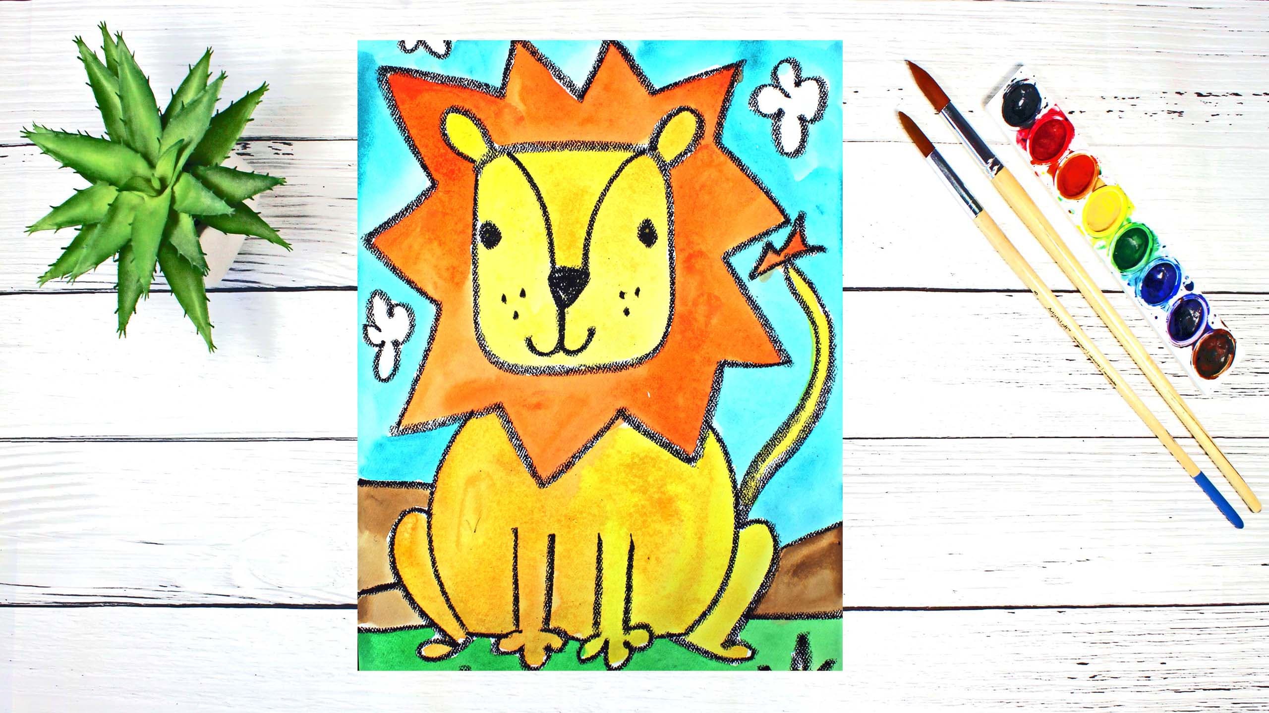 Art Class - Cartoon Lion Drawing & Paint