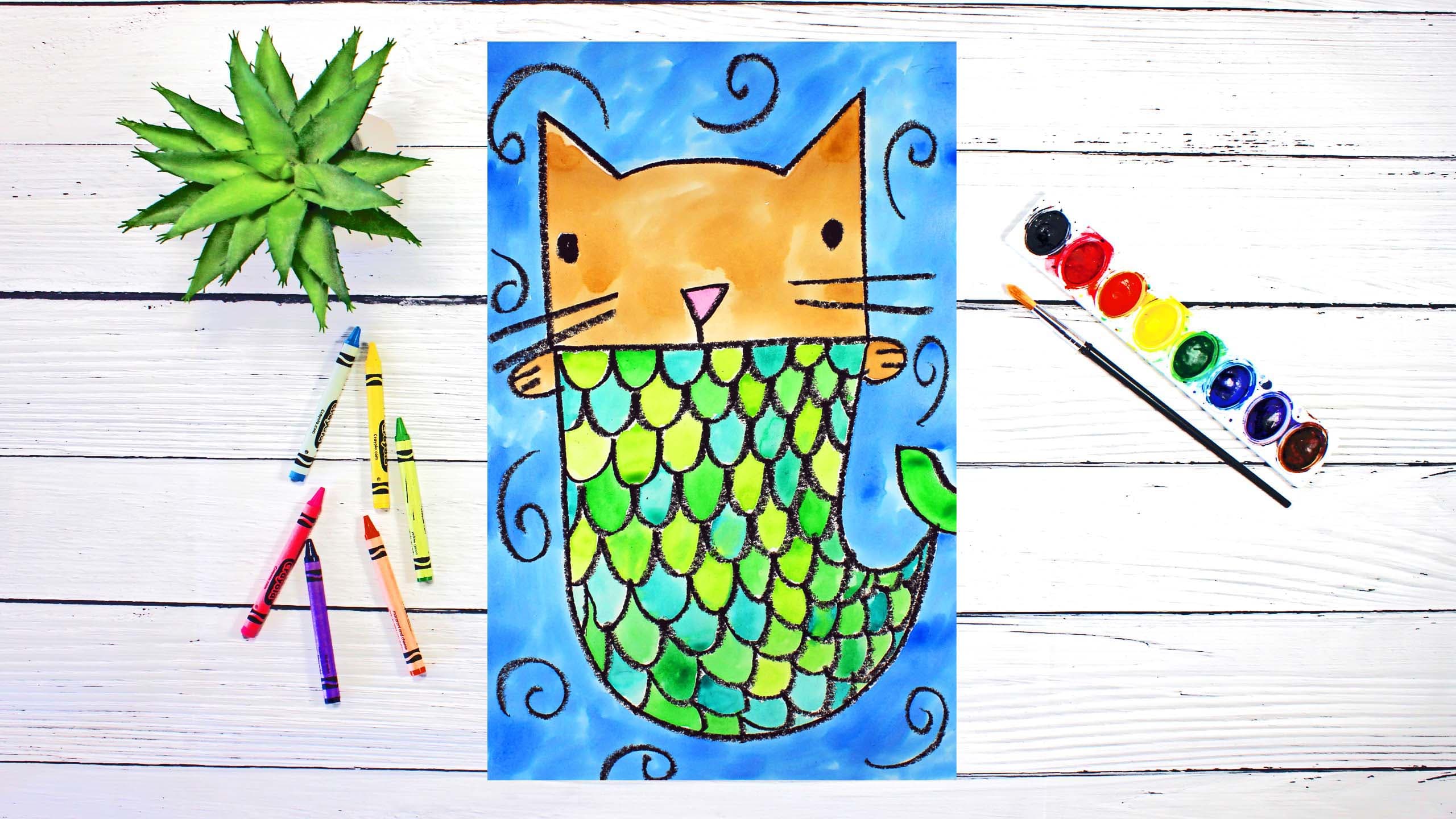 Art Class - Beginner Mermaid Cat Drawing
