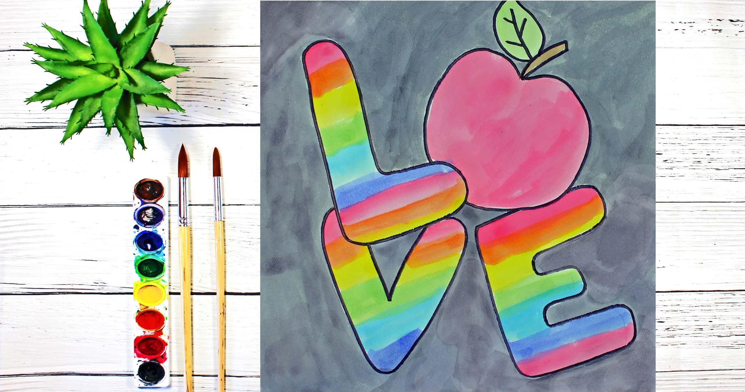 Art Class - Draw & Paint LOVE Sign Apple