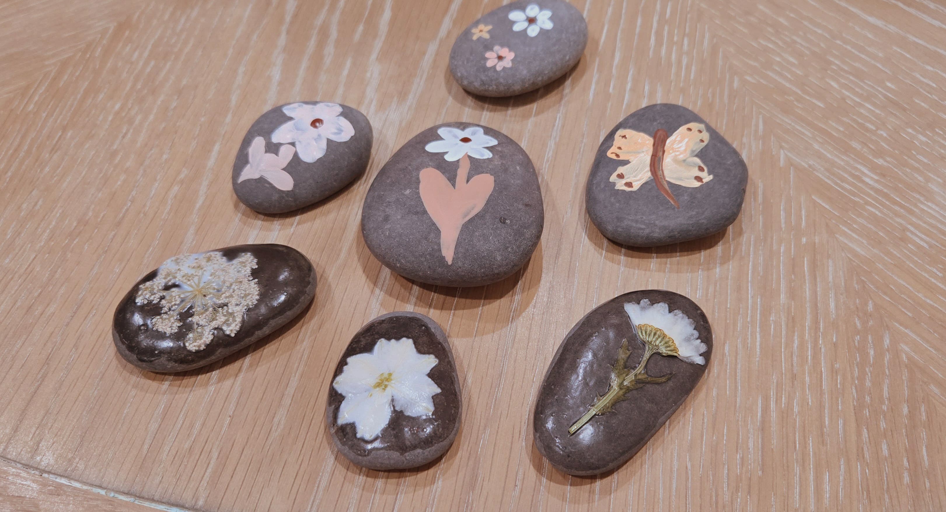 Art Class - Floral & Painted River Rocks