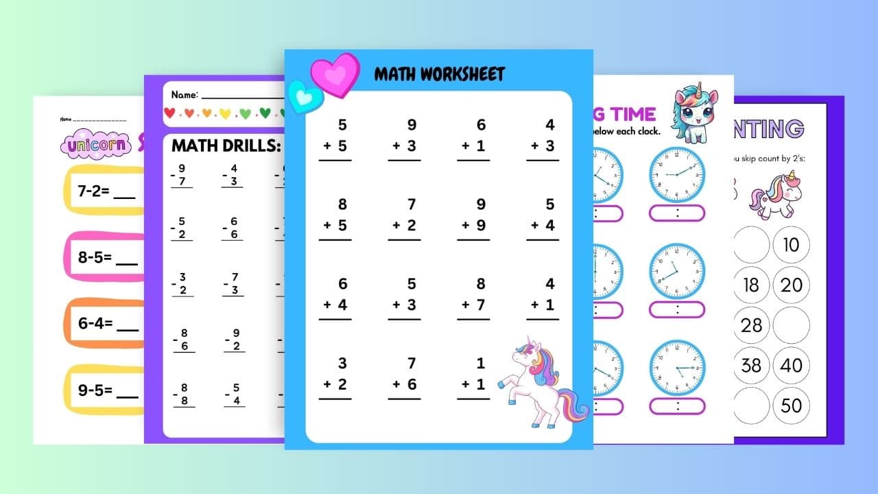 Math Class - Unicorn Math Wrkshts 1-2