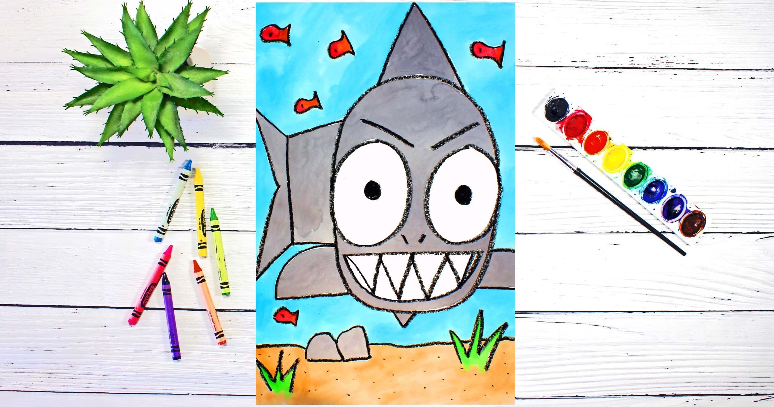 Art Class - Watercolor Shark Art for 100